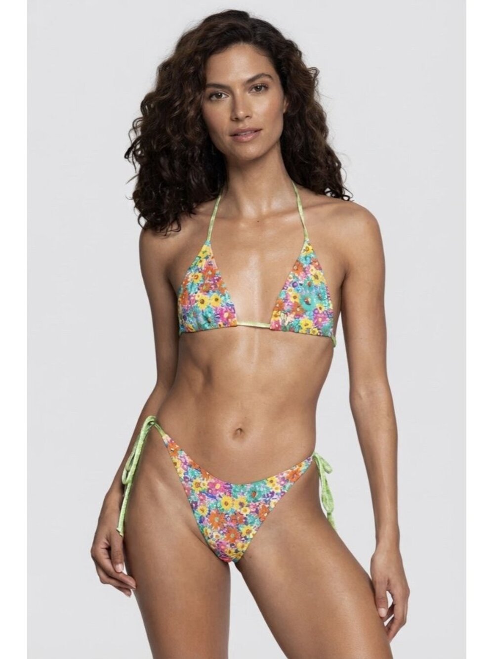 Bright Swimwear Melody Bottom Meadow Floral Tie Side Bikini Bottom L NWT